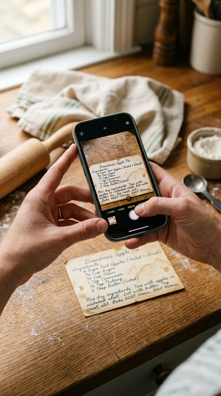 Scanning a handwritten recipe card